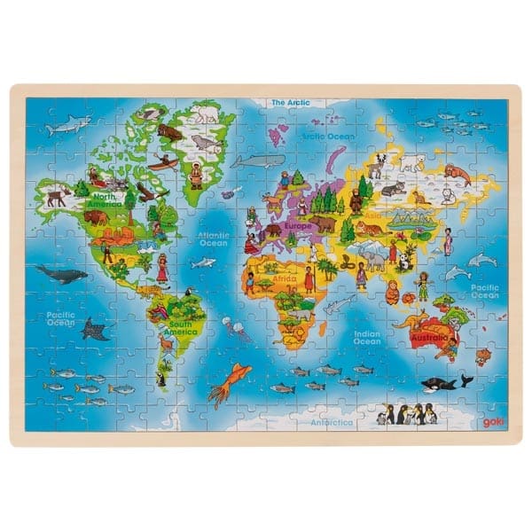Wereld puzzel hout - Goki (57460)