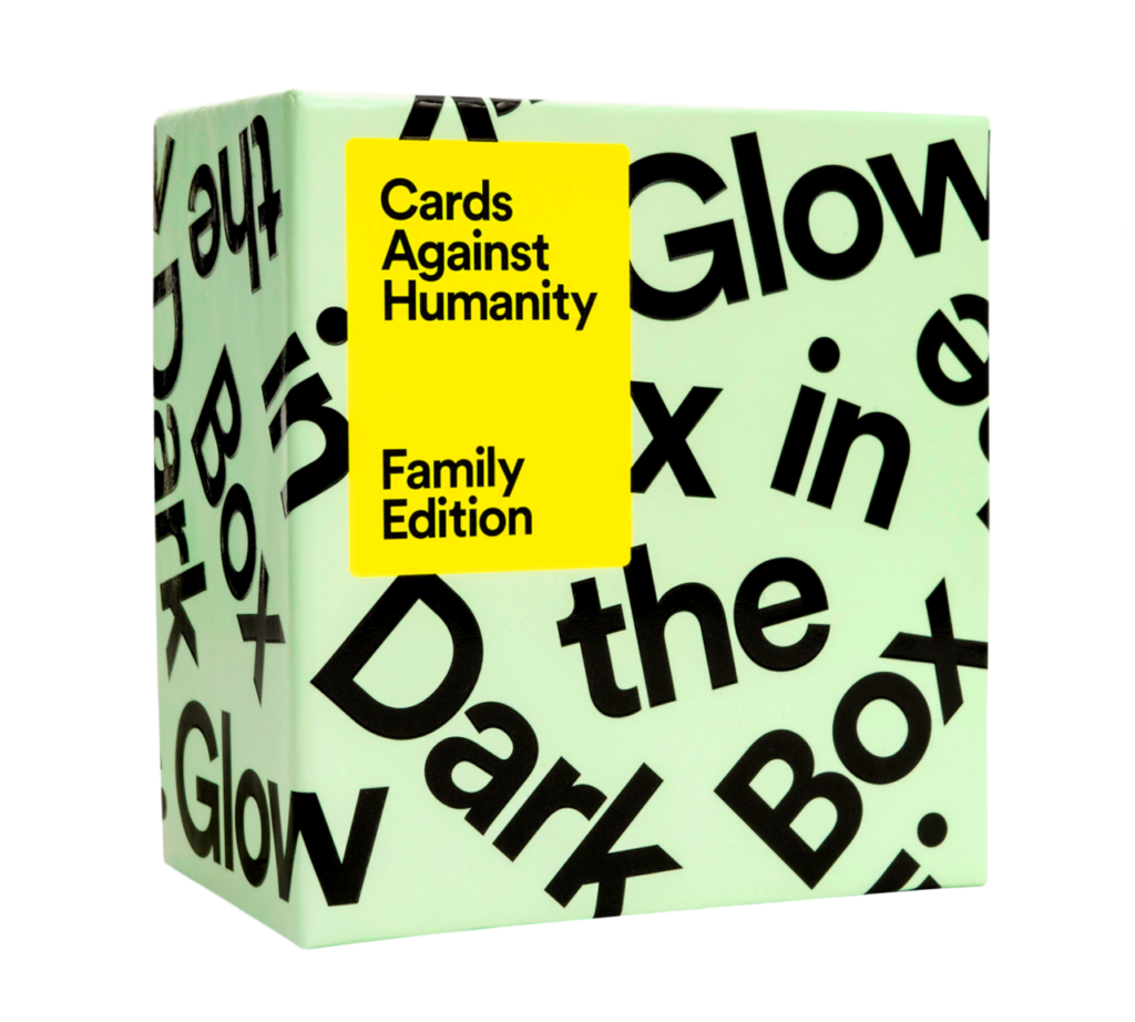 Cards Against Humanity Family Edition First Expansion Glow In The Dark Box